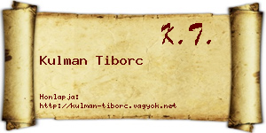 Kulman Tiborc névjegykártya